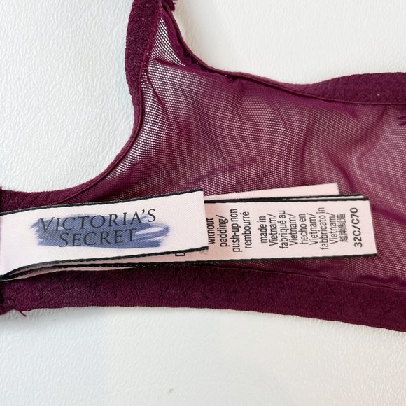 NWOT Victoria's Secret Bra 32C Dream Angels Push-Up Purple Lace B897 - Picture 6 of 7
